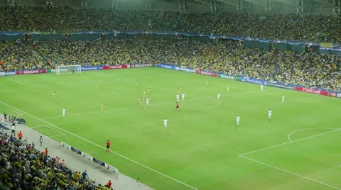 Second half of a football match of the Champions League. Stock Footage