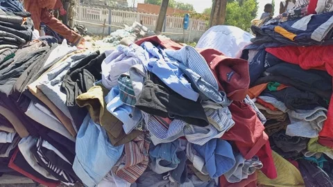 Second Hand Clothes Roadside Market Kano Nigeria Vídeo Stock 321748515