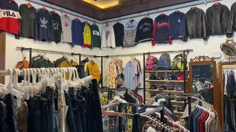 Second-hand clothing seller Stock Footage 248909800