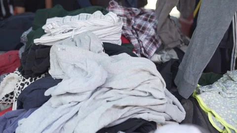 Second hand clothing trading thrift shop 스톡 동영상 259276991