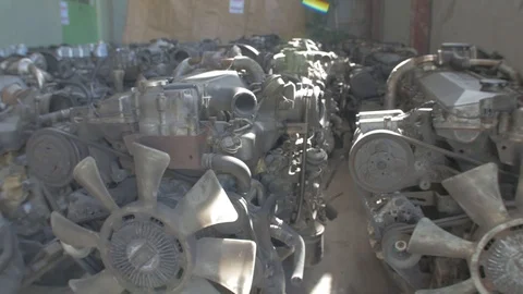 Second hand engines in a row Stock Footage 97243856