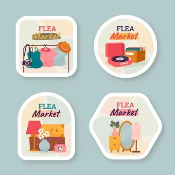 Second-hand flea market labels Stock Illustration