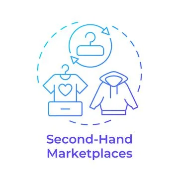 Second hand marketplaces blue gradient concept icon Stock Illustration