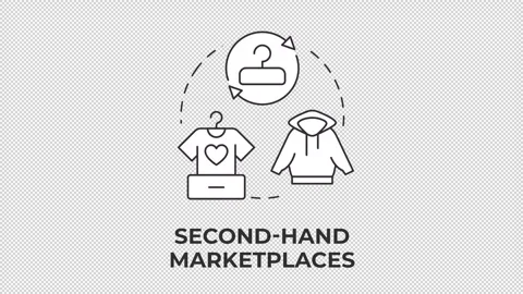 Second hand marketplaces line concept icon animation Stock Footage 340283027