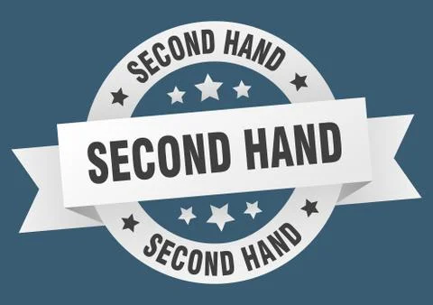 Second hand round ribbon isolated label. second hand sign Illustrazione stock