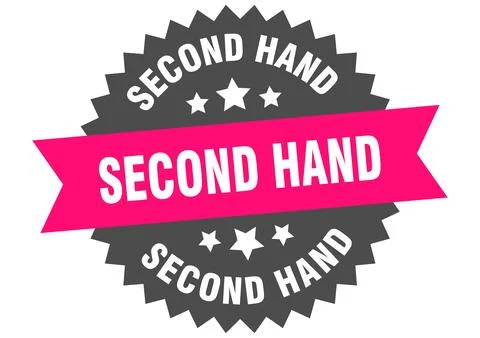 Second hand. second hand round pink label isolated on transparent background Illustrazione stock