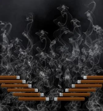 Second hand smoke is the topic of this illustration with smoke roiling out of Stock Illustration