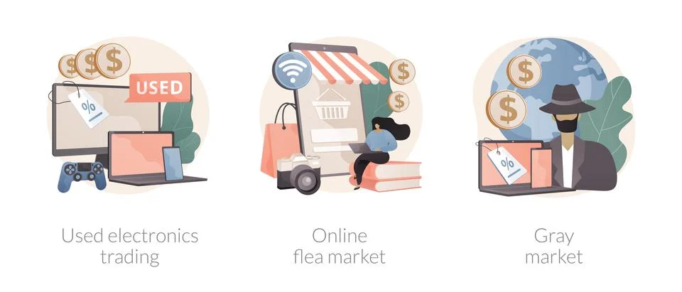 Second hand trade abstract concept vector illustrations. Stock Illustration