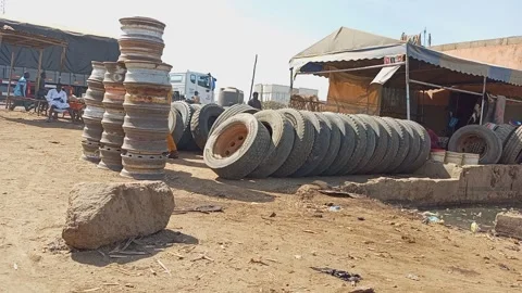 Second Hand Truck Wheels And Tyres For Sale Hotoro Kano Nigeria Stock Footage 325959229