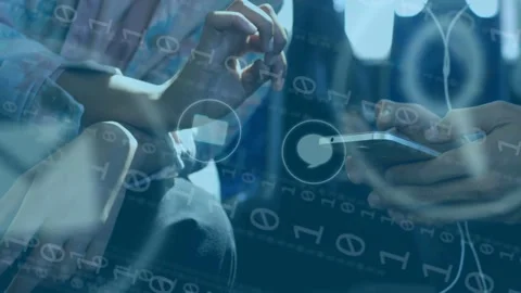 Second hands entering frame holding phone, hands uncrossing, tapping, icons Video stock 335317407