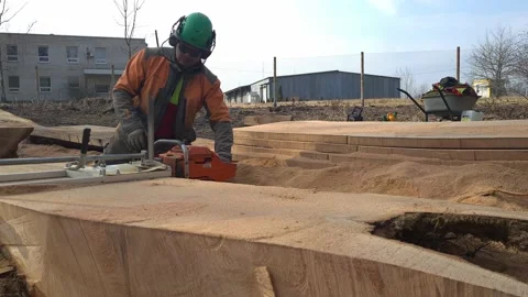 The second life of oak when sawing boards using a mobile chainsaw mill Stock Footage 151590815