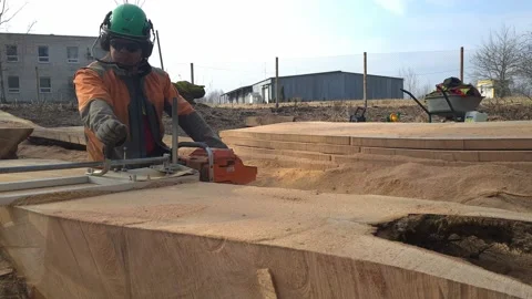 The second life of oak when sawing boards using a mobile chainsaw mill Stock Footage 151590859