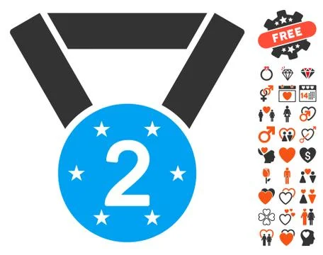 Second Medal Icon With Bonus Illustrazione stock