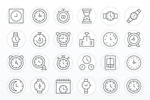 Second Modern Vector Collection with 24 Thin Line 64x64 Pixel Aligned Icons Illustrazione stock