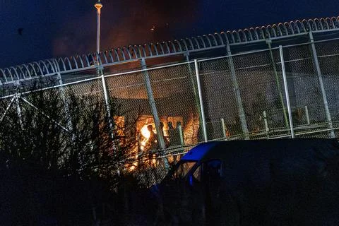 Second night of clashes at the frontier between Morocco and Melilla, Spain - 01  Stock Photos