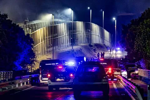 Second night of clashes at the frontier between Morocco and Melilla, Spain - 01  Stock Photos