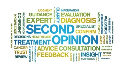 Second Opinion animated word cloud,animation kinetic typography seamless loop. Stock Footage 327607871