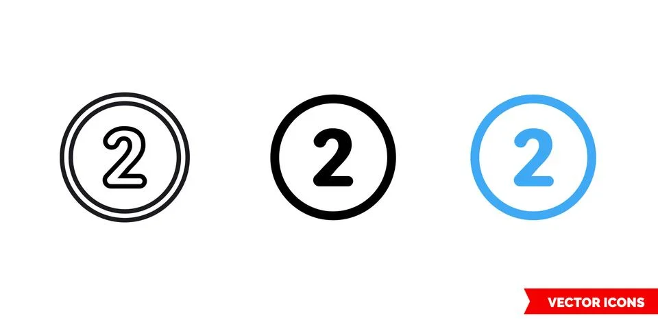 Second or two icon of 3 types. Isolated vector sign symbol. Stock Illustration
