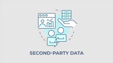 Second party data blue concept icon animation Stock Footage 337935186