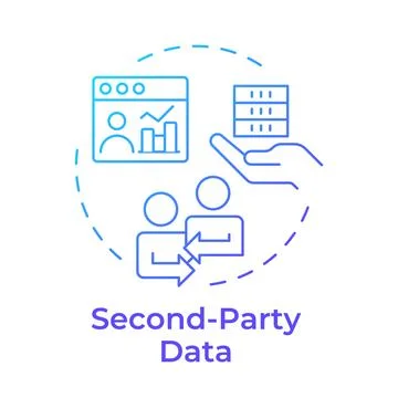 Second party data blue gradient concept icon Illustrazione stock