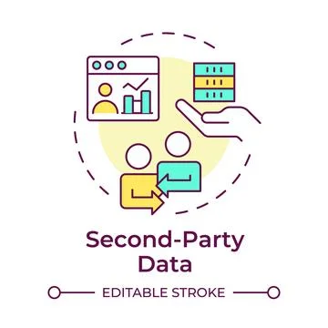 Second party data multi color concept icon Stock Illustration