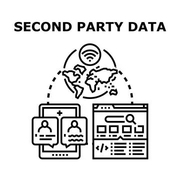 Second party data sharing between partners worldwide Stock Illustration