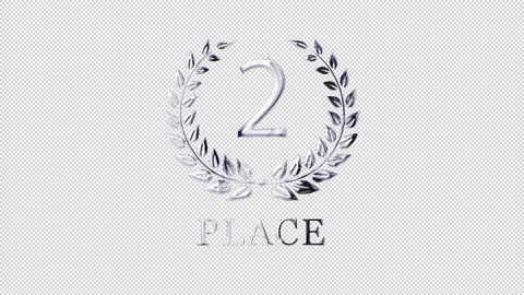 Second place award, laurel wreath, silver award, alpha channel Stock Footage 222149546