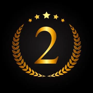 Second Place Gold Laurel Design Label Vector Illustration Stock Illustration