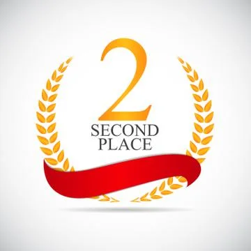 Second Place Laurel Design Label Vector Illustration Stock Illustration