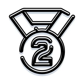 Second place medal icon symbolizing achievement and reward Stock Illustration