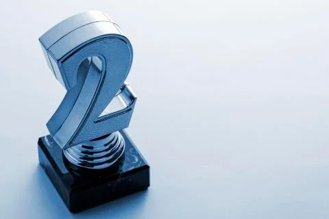 Second place runner up silver award trophy Stock Photos