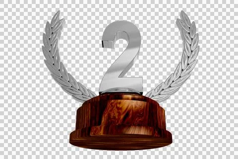 Second place trophy over white background Ilustração Stock