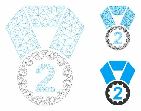 Second Place Vector Mesh Network Model and Triangle Mosaic Icon Stock Illustration