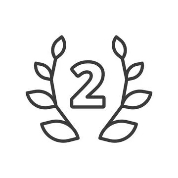 Second prize, in line design, green. Second, prize, award, runner-up, victory Stock-Illustration