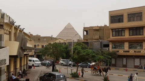 The second pyramid and Cairo Stock Footage 96381908