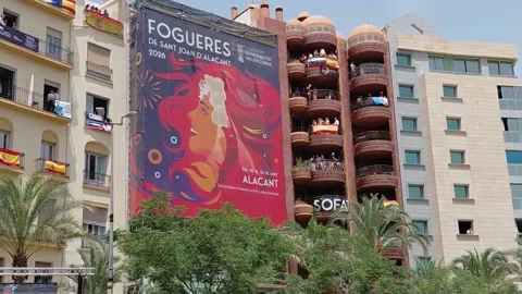 Second pyrotechnic firecracker display of the Alicante Bonfires contest, Alicant Stock-Footage 337624635