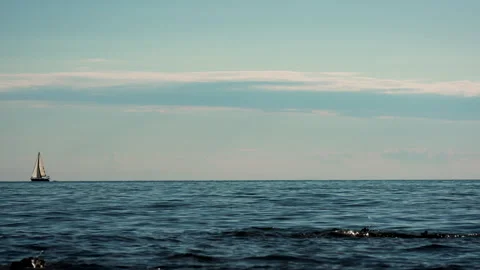 Second Sailboat Entering the Scene – Gentle Sea Motion Stock Footage 341668385