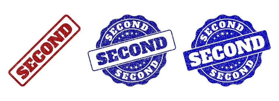 SECOND Scratched Stamp Seals Stock Illustration