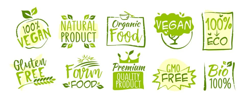 Second set of Bio and Eco stickers Stock Illustration