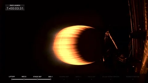 Second stage booster of NASA's PACE satellite continues to burn during launch Stock Footage 295933428