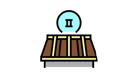 Second stage of roof replacement color icon animation Vídeo Stock 164854993