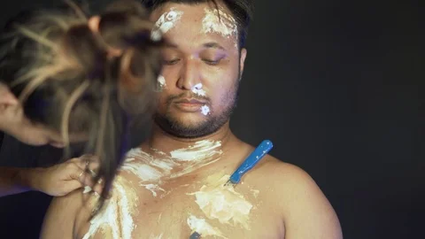 The second step of fake wounds creating ... | Stock Video | Pond5
