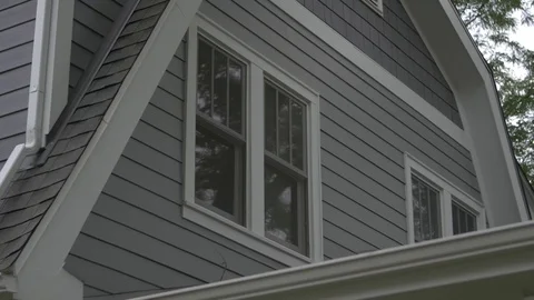 Second Story of the Front of Gray House Video stock 100899466