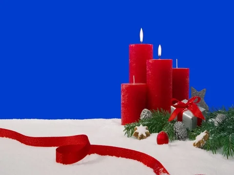 Second Sunday of Advent - Christmas decoration arrangement on a snowy table Vídeos de archivo 82093229