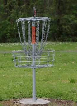 A second view of disc golf basket number 5 Stock Photos