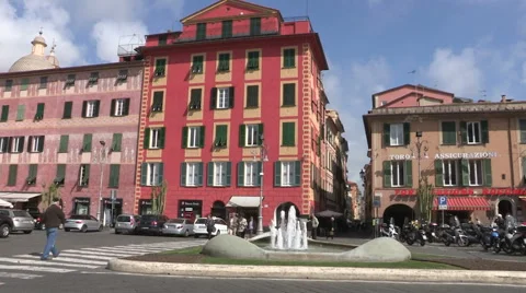 A second view of square Giacomo Mattetotti in Chiavari Stock Footage 56840530