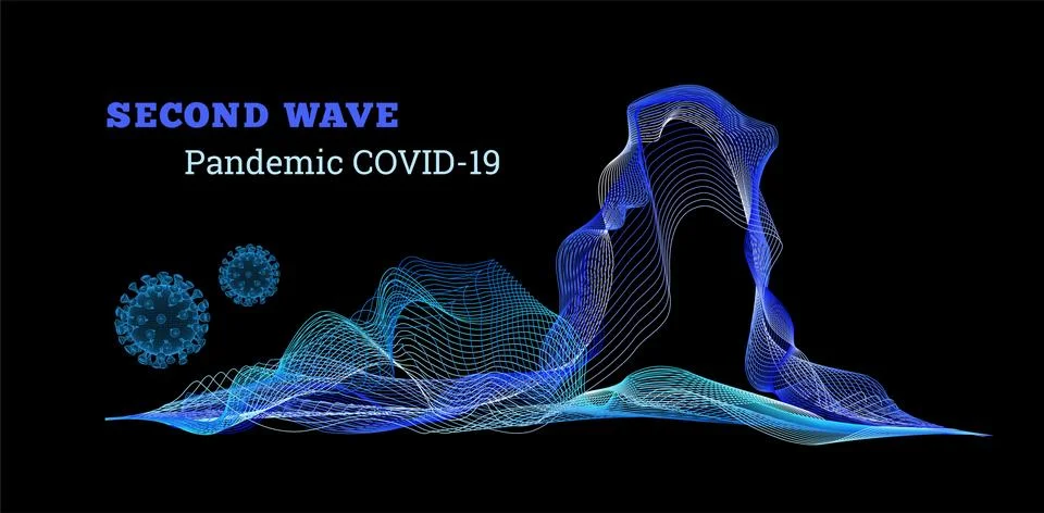 Second wave covid-19. Vector illustration on black Stock Illustration