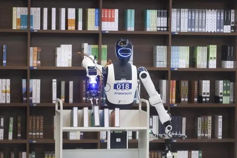 Second World Humanoid Robot Games Scene Competition Kicks Off in Beijing Stock Photos