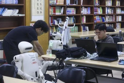 Second World Humanoid Robot Games Scene Competition Kicks Off in Beijing Stock Photos