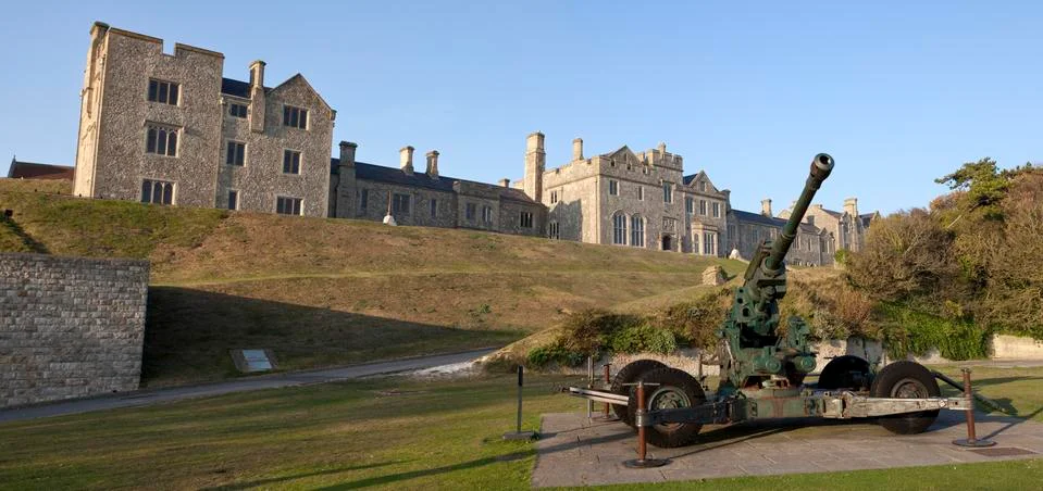 Second World War Artillery and Officer's Mess at Dover Castle Stock Photos